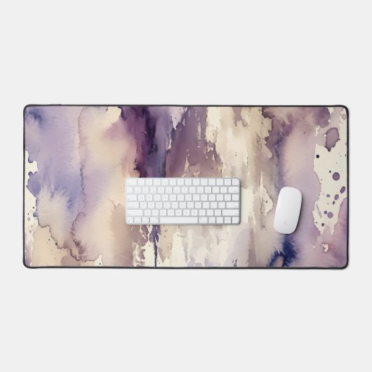 Paars en beige abstract waterverf bureaumat (Keyboard & Muis)