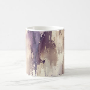 Paars en beige abstract waterverf koffiemok
