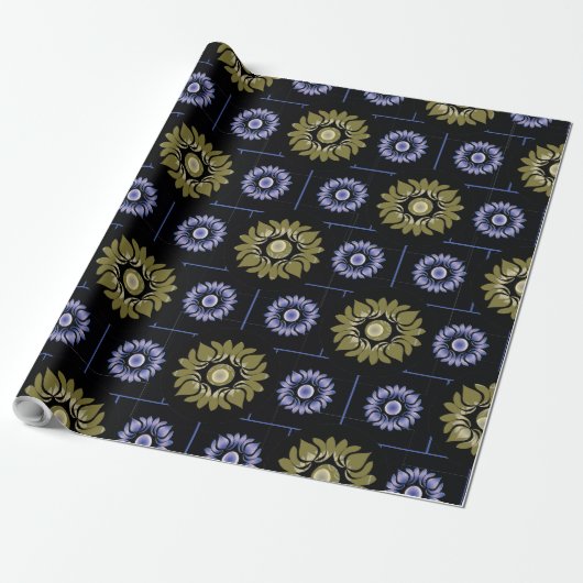 Paars en beige Lotus Wrapping Paper Cadeaupapier (Uitgerold)