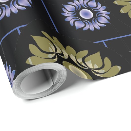 Paars en beige Lotus Wrapping Paper Cadeaupapier (Rol Hoek)
