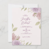 Paars en beige rozen bruiloft lijst uitnodigen bedankkaart (Voorkant)