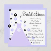 Paars en Black Floral Bridal Shower Kaart (Voorkant / Achterkant)