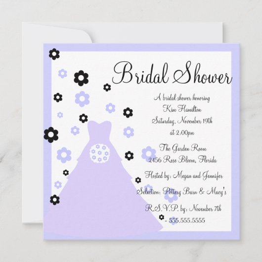 Paars en Black Floral Bridal Shower Kaart (Voorkant)