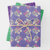 Paars en blauw 10e Birthday Wrapping Paper (In situ)