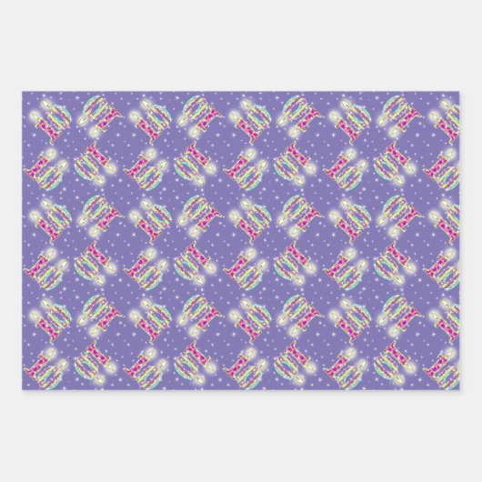 Paars en blauw 10e Birthday Wrapping Paper (Voorkant)