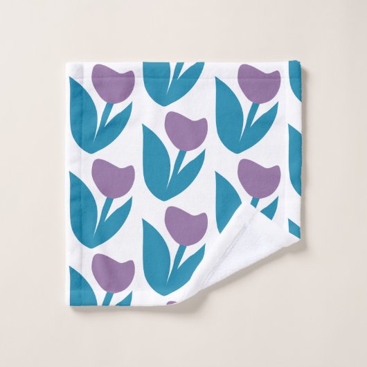 Paars en blauw Abstract bloempatroon Bad Handdoek (Wasdoekje)