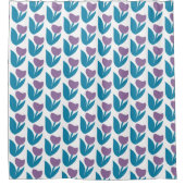 Paars en blauw Abstract bloempatroon Douchegordijn (Voorkant)
