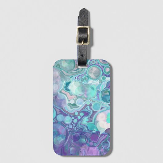 Paars en blauw Abstract Faux Marble Bagagelabel (Voorkant (verticaal))
