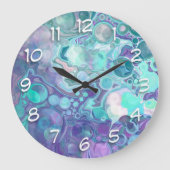 Paars en blauw Abstract Faux Marble Grote Klok (Voorkant)