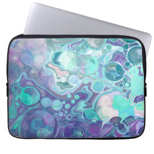 Paars en blauw Abstract Faux Marble Laptop Sleeve