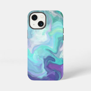 Paars en Blauw Abstract Nep Marmer iPhone 13 Mini Hoesje