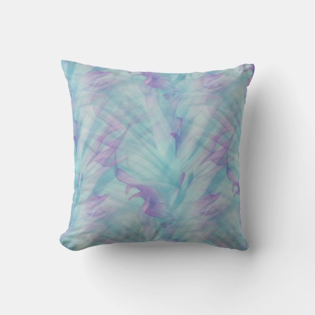 Paars en Blauw Abstract Pastel Kussen (Voorkant)