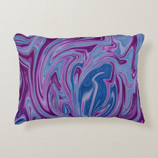Paars en blauw abstract schilderij accent kussen (Voorkant)