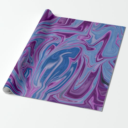 Paars en blauw abstract schilderij cadeaupapier (Uitgerold)