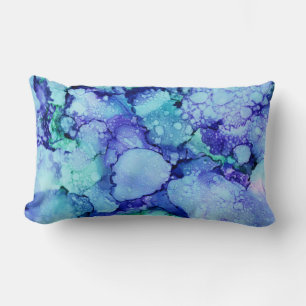 Paars en blauw abstract schilderij kussen