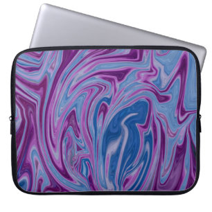 Paars en blauw abstract schilderij laptop sleeve