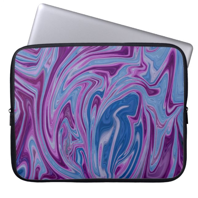 Paars en blauw abstract schilderij laptop sleeve (Voorkant)