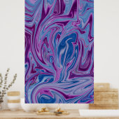 Paars en blauw abstract schilderij poster (Keuken)