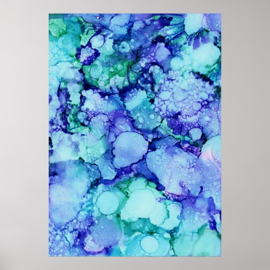 Paars en blauw abstract schilderij poster (Voorkant)