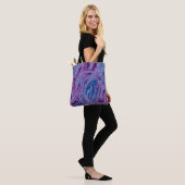 Paars en blauw abstract schilderij tote bag (Op model)