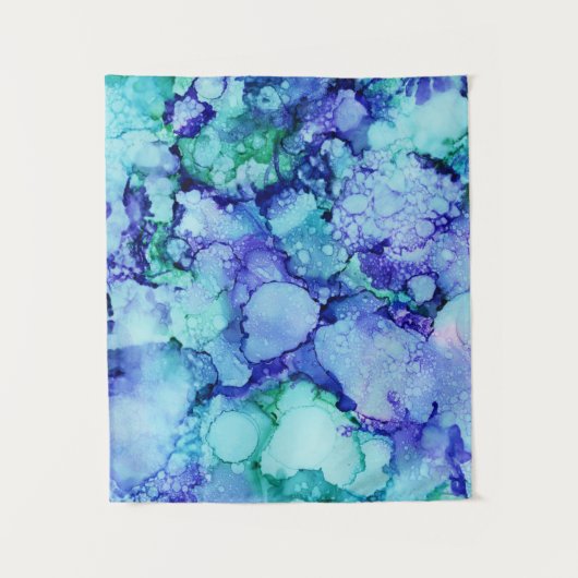 Paars en blauw abstract schilderij wandkleed (Voorkant)