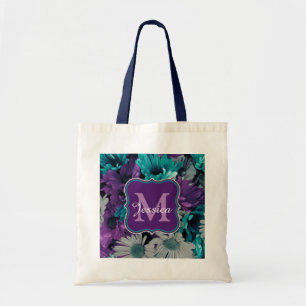 Paars en blauw bloemkool tote bag