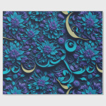 Paars en blauw bloempatroonpapier