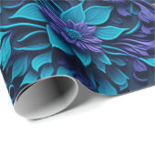 Paars en blauw bloempatroonpapier cadeaupapier (Rol Hoek)