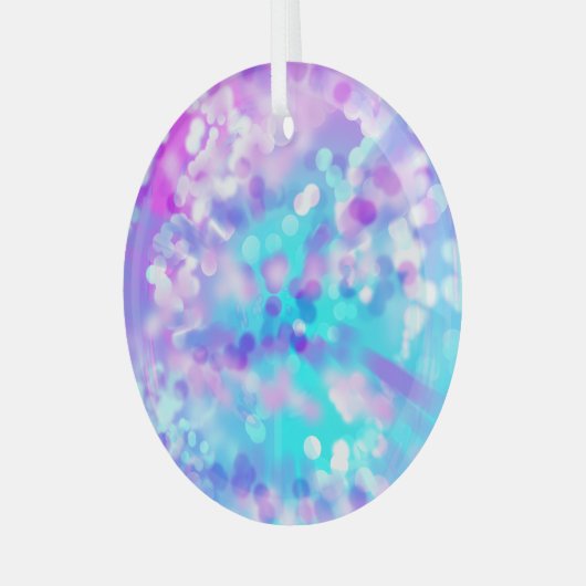 Paars en blauw Bokeh 7518 Glas Ornament (Voorkant links)