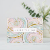 Paars en blauw cadeaucertificaat voor marmer (Staand voorkant)