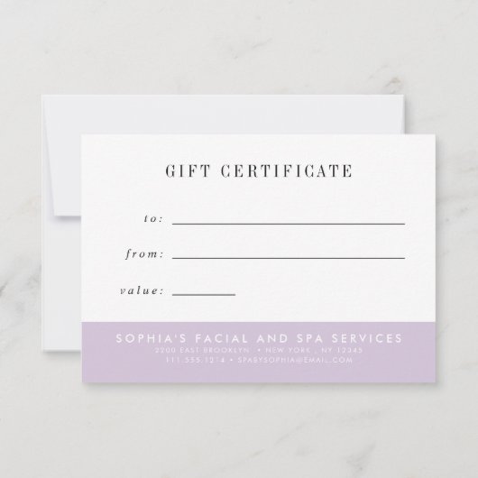 Paars en blauw cadeaucertificaat voor marmer (Achterkant)