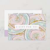 Paars en blauw cadeaucertificaat voor marmer (Voorkant / Achterkant)