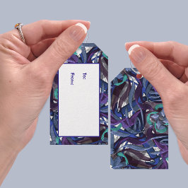 Paars en blauw cadeaulabel