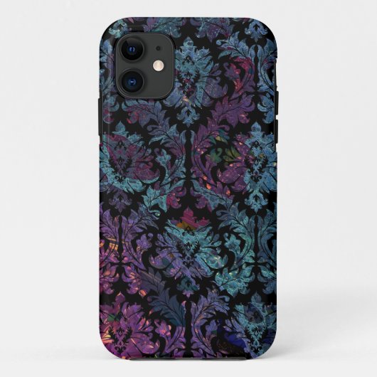 Paars en blauw Damaspatroon Case-Mate iPhone Case (Achterkant)