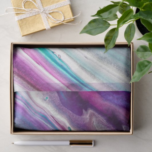 Paars en blauw Faux Acrylverf Abstract Tissuepapier (Geschenk)