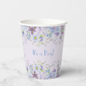 Paars en blauw, Floral Baby Boy Shower Papieren Bekers (Achterkant)