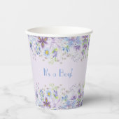 Paars en blauw, Floral Baby Boy Shower Papieren Bekers (Voorkant)