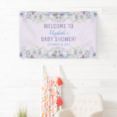 Paars en blauw, Floral Baby Boy Shower Spandoek (Insitu)