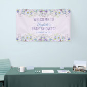 Paars en blauw, Floral Baby Boy Shower Spandoek (Beurs)