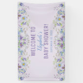 Paars en blauw, Floral Baby Boy Shower Spandoek (Verticaal)