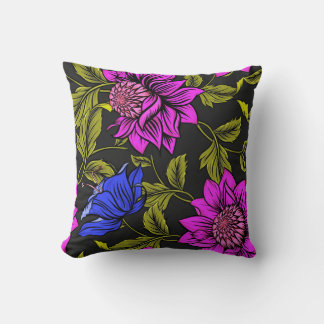 Paars en blauw Floral Kussen
