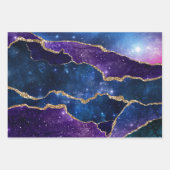 Paars en blauw galaxy Agate met faux gold glitter Inpakpapier Vel (Voorkant)