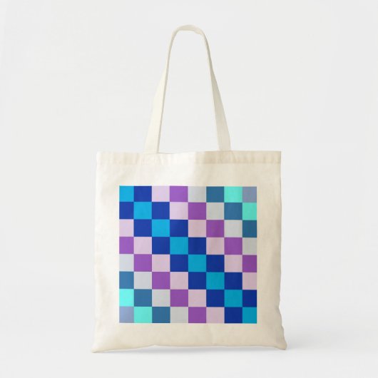 Paars en blauw gecontroleerd tote bag (Voorkant)