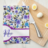 Paars en blauw gepersonaliseerd theedoek (Quarter Fold)