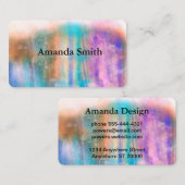 paars en blauw geschilderd, moderne waterverf visitekaartje (Voorkant / Achterkant)