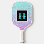 Paars en blauw Glitter Monogram Naam  Pickleball Paddle (Voorkant)