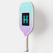 Paars en blauw Glitter Monogram Naam Pickleball Paddle (Links)
