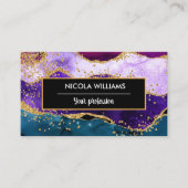 Paars en blauw Glitter Peacock Agate Visitekaartje (Voorkant)