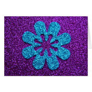 Paars en blauw Glitter Retro Flower