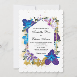 Paars en Blauw Huwelijk template Kaart